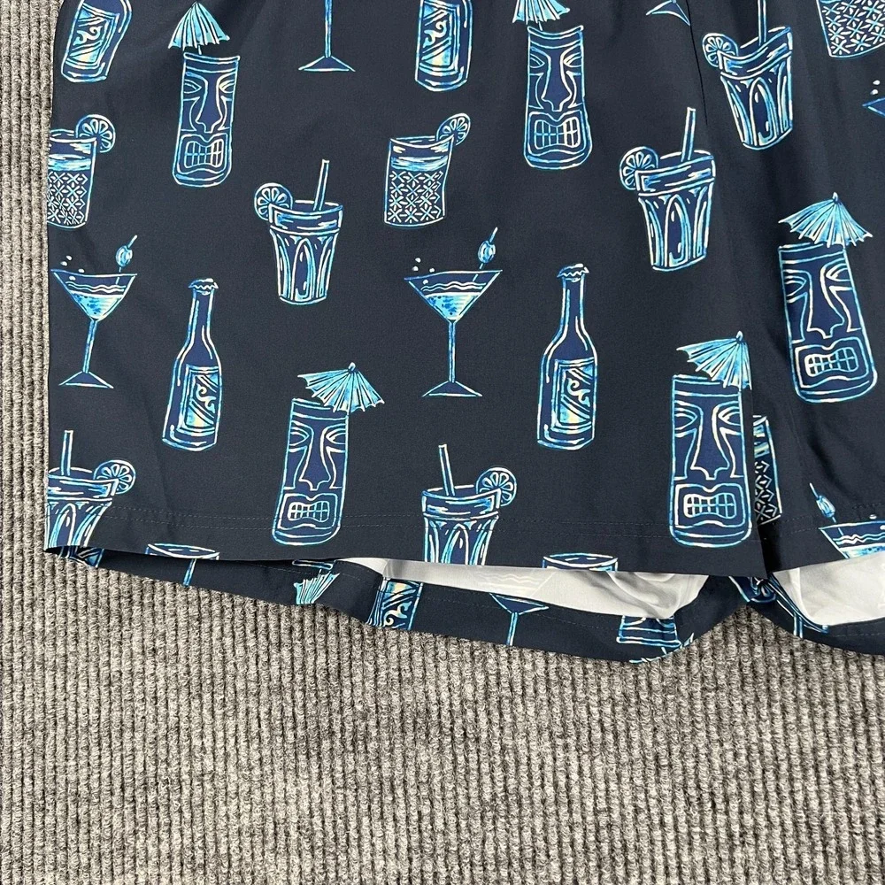 Caribbean‎ Swim Shorts Mens 4XB Big Blue Geometric Lined Ocean Beach Pool New